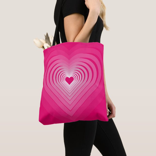 Pink Tote Bag with Hearts (Close Up)