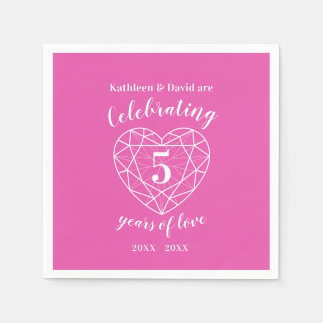 Pink tourmaline anniversary 5 years of love napkin (Front)