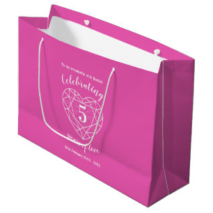 Pink Tourmaline Anniversary 5 years personalised Large Gift Bag