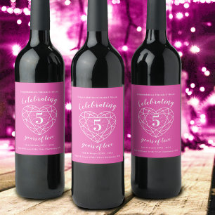 Pink tourmaline anniversary 5 years wine labels