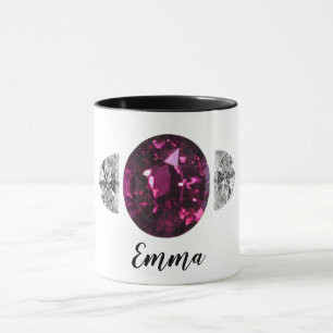 Pink Tourmaline Diamond with Your Name Coffee Mug