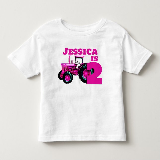 Pink Tractor Birthday  Toddler T-Shirt (Front)