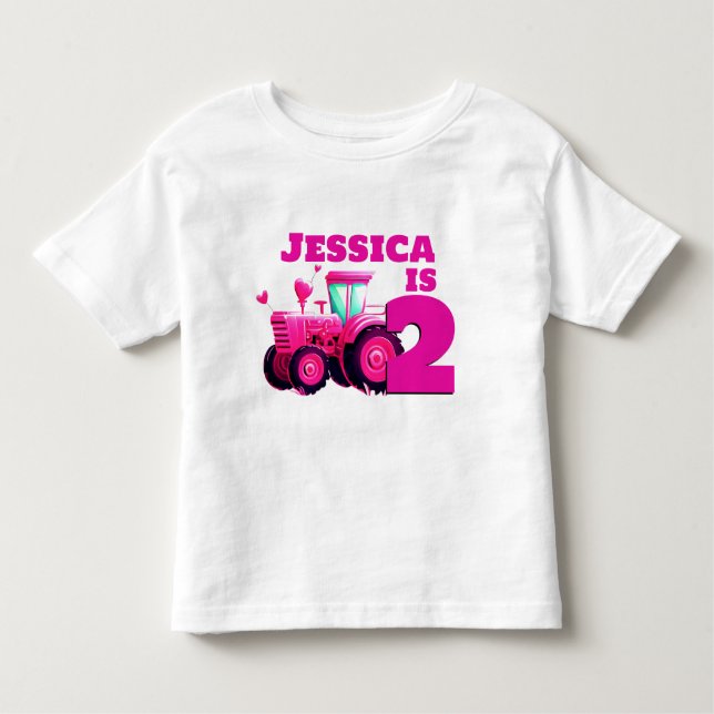 Pink Tractor Birthday  Toddler T-Shirt (Front)