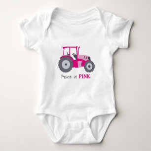 Pink tractor illustration paint it pink! baby bodysuit