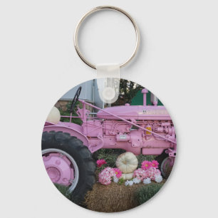 Pink Tractor Key Ring