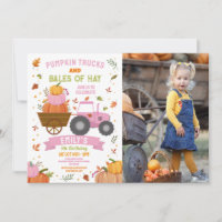 Pink Tractors Pumpkin Birthday Harvest Party Photo
