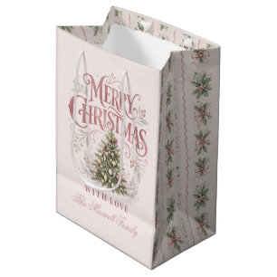 Pink Traditional Christmas Tree Pinkmas Medium Gift Bag