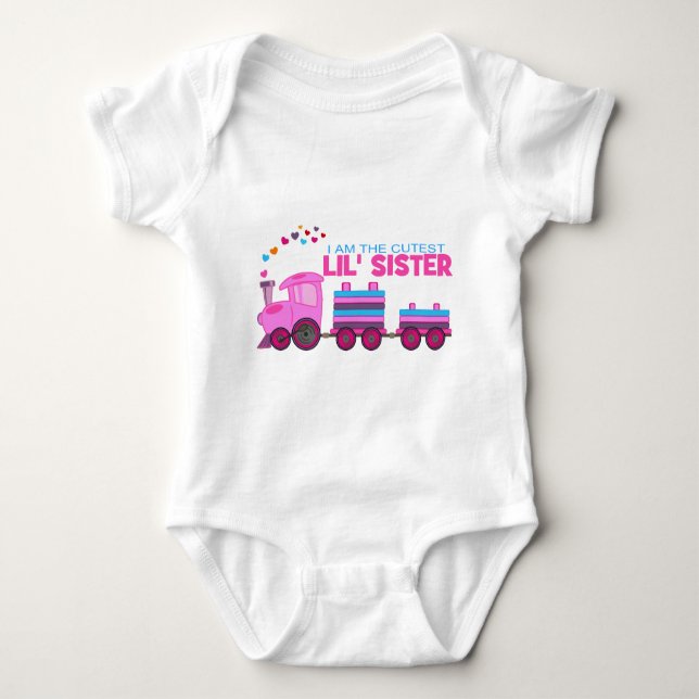 Pink Train - Lil' Sister Baby Bodysuit (Front)