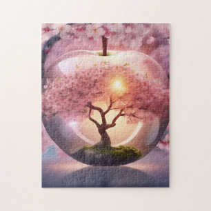 Pink Translucent Apple With Apple Tree Scene, Jigsaw Puzzle