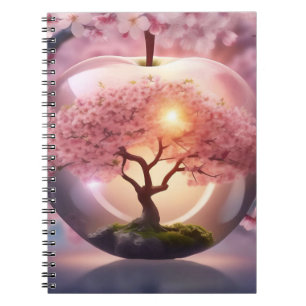 Pink Translucent Apple With Apple Tree Scene, Notebook