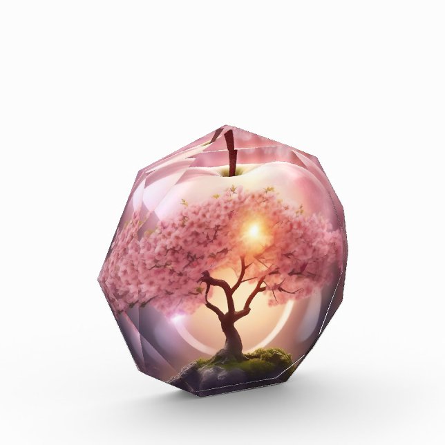Pink Translucent Apple With Apple Tree Scene, Photo Block (Left)