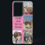 Pink Travel Memories Samsung S21 Ultra Case<br><div class="desc">Pink Travel Memories Samsung S21 Ultra Case.  Check out this pretty pink phone case that you can customise with your own travel photos.  Customise your names and what you want to say on it also.</div>