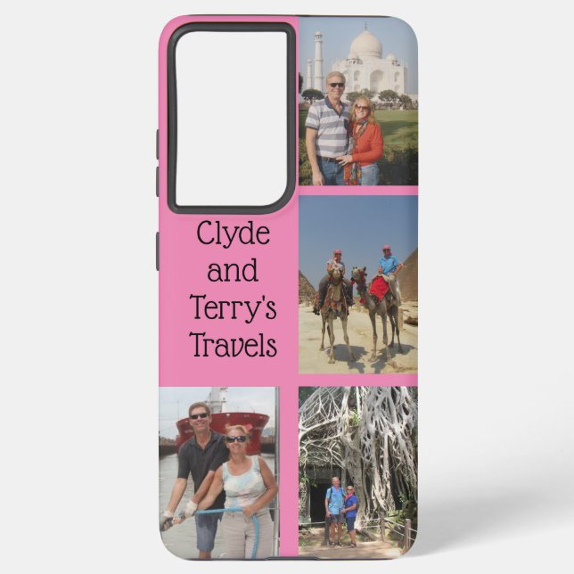 Pink Travel Memories Samsung S21 Ultra Case (Back)