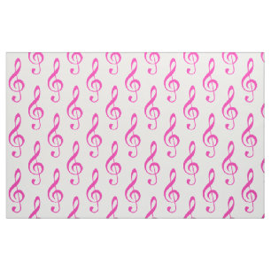 Pink Treble Clef Pattern Fabric