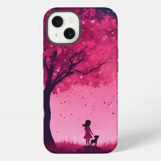 Pink tree and stars apple iphone 13 case