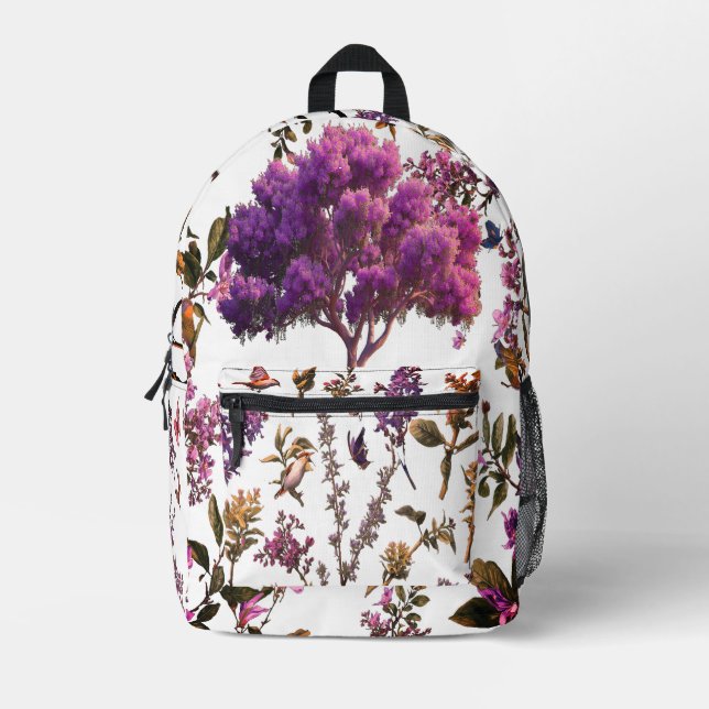 Pink Tree Backpack Nature Inspired Design  (Front)