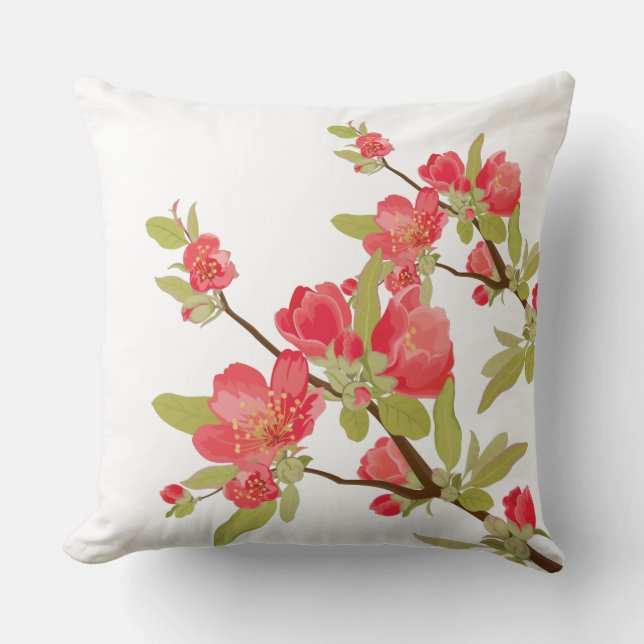 Pink Tree Blossoms Pillow (Front)