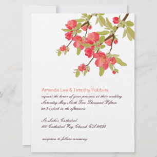 Pink Tree Blossoms Wedding Invitation
