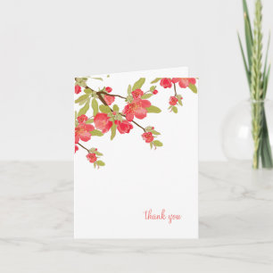 Pink Tree Blossoms Wedding Thank You Cards