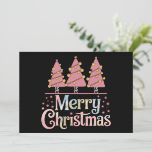 Pink Tree Christmas Holiday Winter Girl Card