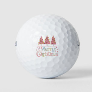 Pink Tree Christmas Holiday Winter Girl Golf Balls