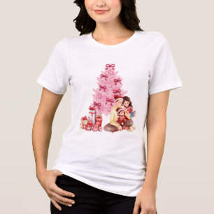 Pink Tree Family Moment #Christmas #Christmastree Tri-Blend Shirt