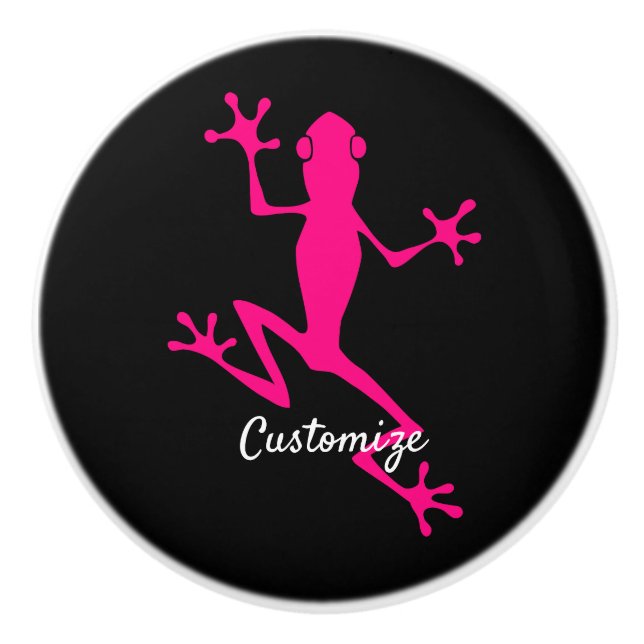 Pink Tree Frog Thunder_Cove  Ceramic Knob (Front)