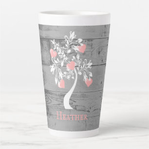 Pink Tree of Hearts Personalised Latte Mug