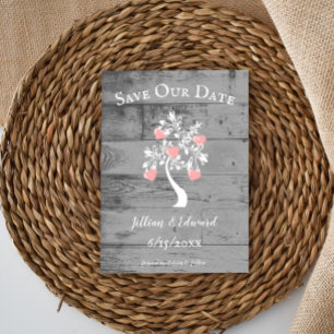 Pink Tree of Hearts Save The Date Announcement