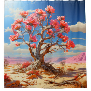 Pink Tree Shower Curtain