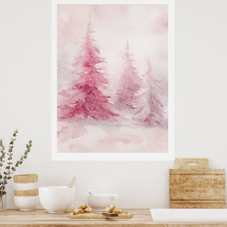 Pink Tree Wall Art – Elegant Floral Home D
