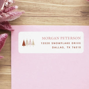 Pink Tree Winter Baby Shower Return Address