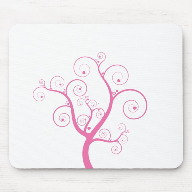Pink tree with hearts mouse pad (Front)