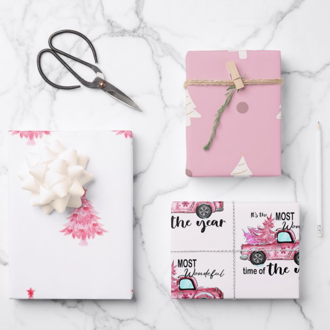 Pink Tree Wrapping Paper (Front)