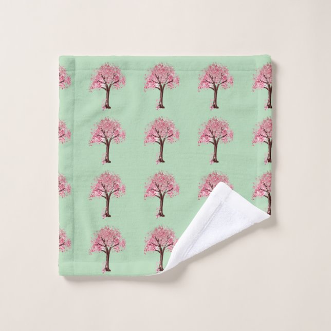 Pink Trees Pattern Bottle Opener Bath Towel Set (Wash Cloth)