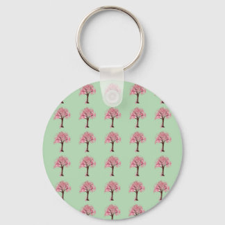 Pink Trees Pattern Key Ring