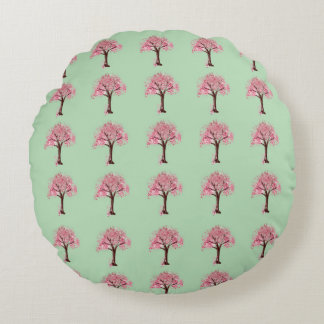 Pink Trees Pattern Round Cushion