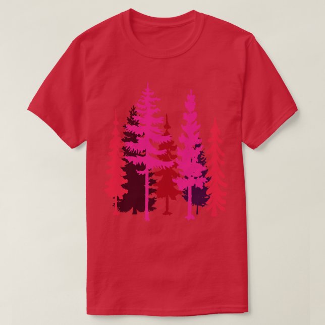 Pink Trees Silhouettes T-Shirt (Design Front)