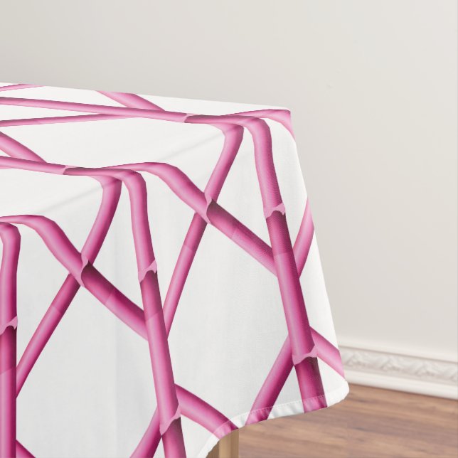 Pink Trellis Bamboo Pattern | Preppy Chinoiserie  Tablecloth (In Situ)