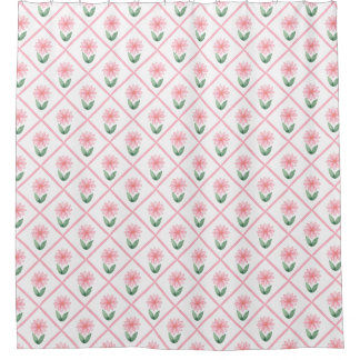 Pink trellis floral grandmillenial classic pretty shower curtain