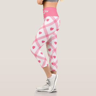 Pink Trendy Heart Valentines Day Collection Capri Leggings