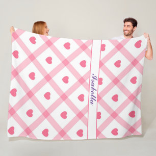 Pink Trendy Heart Valentines Day Collection Fleece Blanket