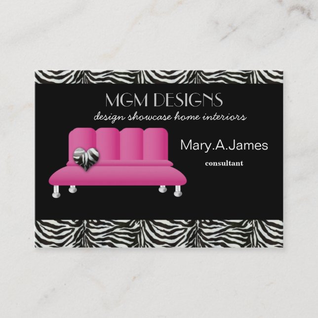 pink trendy interior decorator Business Cards (Front)
