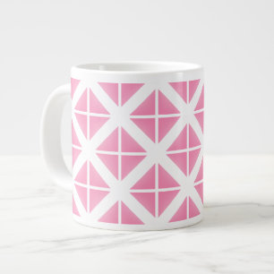 Pink Trendy Triangle Pattern Large Coffee Mug