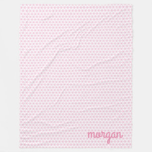 Pink Triangle Checks with Name or Initials Fleece Blanket