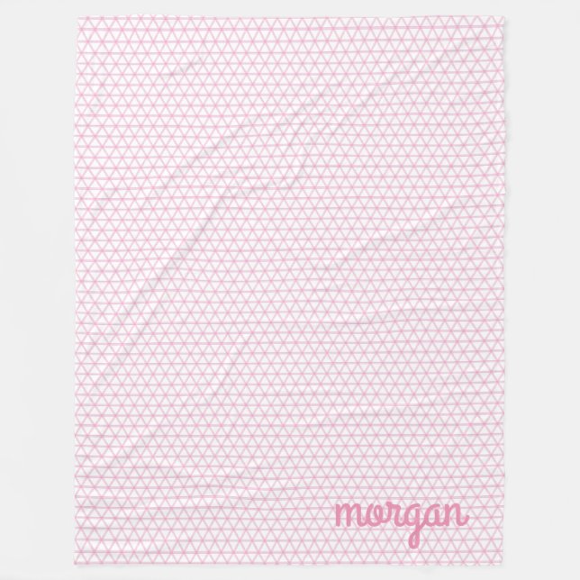 Pink Triangle Checks with Name or Initials Fleece Blanket (Front)
