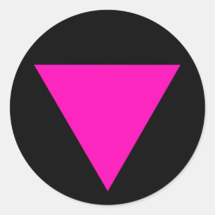 "PINK TRIANGLE" GAY PRIDE CLASSIC ROUND STICKER