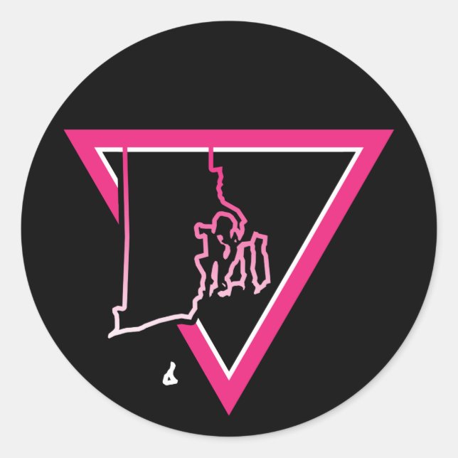 pink triangle rhode island classic round sticker (Front)