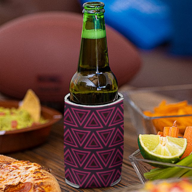 Pink Triangles Pattern  Can Cooler (Pink Triangle Geometric Pattern )