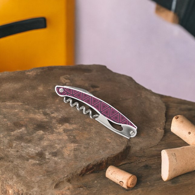 Pink Triangles Pattern  Corkscrew (Corkscrew Bottle Opener)